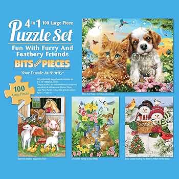 4点セットジグソーパズル Amazon | Bits and Pieces – 4イン1マルチパック – 100ピース